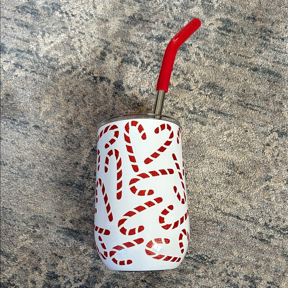 NWOT Candy Cane Tumbler with Straw